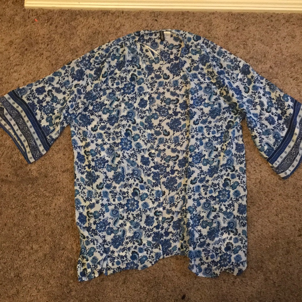 Royal blue flower pattern Cardigan h&m